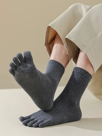 Solid Color Toe Socks with Cozy Fabric - Image 3