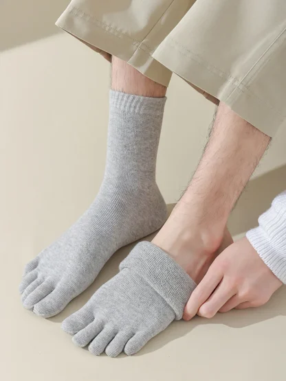 Solid Color Toe Socks with Cozy Fabric - Image 7