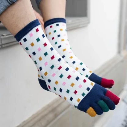 Toe Socks wtih Colorful Polka Dots Print - Image 2