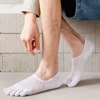Breathable Plain Color Toe Socks - Image 2