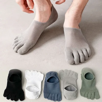 Breathable Plain Color Toe Socks - Image 13