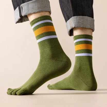 Printed Striped Separate Fingers Socks - Image 4