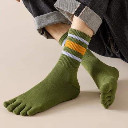 Printed Striped Separate Fingers Socks - Image 3