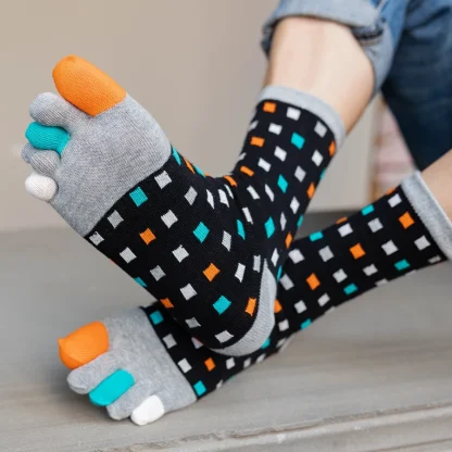 Toe Socks wtih Colorful Polka Dots Print - Image 7