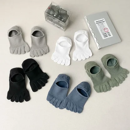 Breathable Plain Color Toe Socks - Image 9