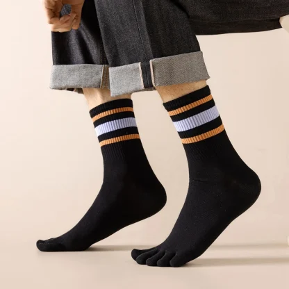Printed Striped Separate Fingers Socks - Image 8