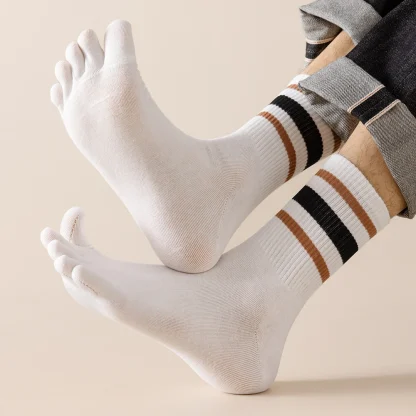 Printed Striped Separate Fingers Socks - Image 12