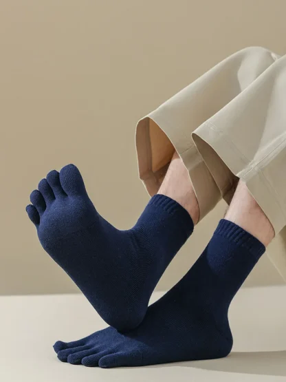 Solid Color Toe Socks with Cozy Fabric - Image 5