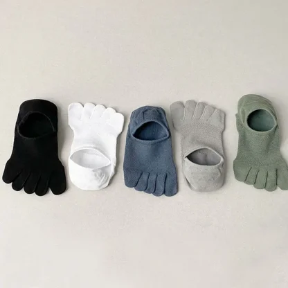 Breathable Plain Color Toe Socks - Image 10