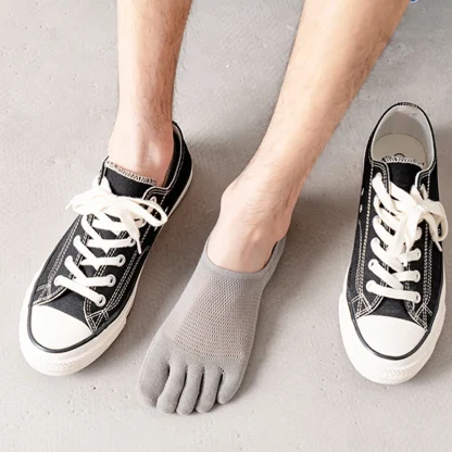 Breathable Plain Color Toe Socks - Image 4
