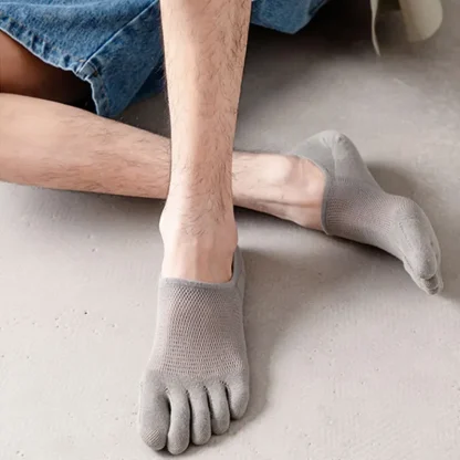 Breathable Plain Color Toe Socks - Image 3