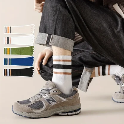 Striped Five Finger Men's Socks - Image 5