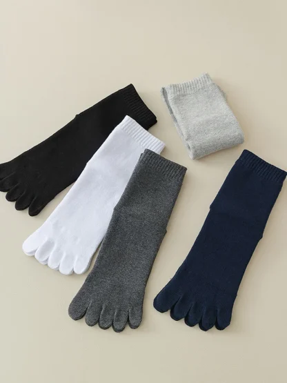 Solid Color Toe Socks with Cozy Fabric - Image 11