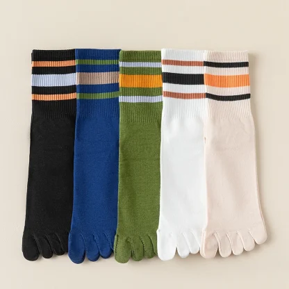 Printed Striped Separate Fingers Socks - Image 13