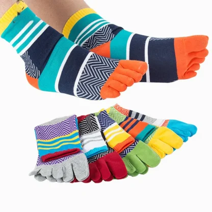 Multicolored Toe Socks with Striped Design - Image 4