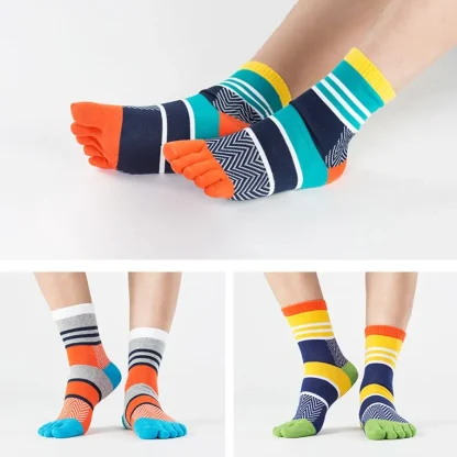 Multicolored Toe Socks with Striped Design - Image 5