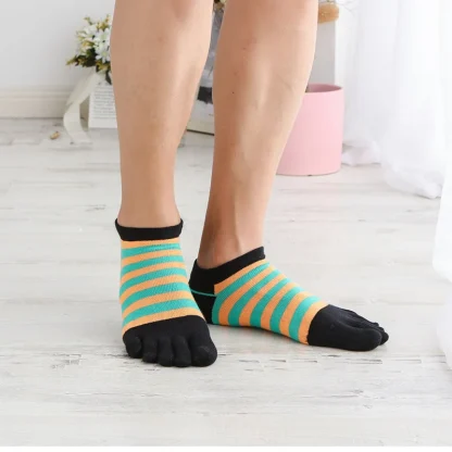 Ankle Toe Socks with Colorful Striped - Image 4