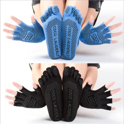 Non Slip Solid Socks with Fingerless Gloves - Image 3
