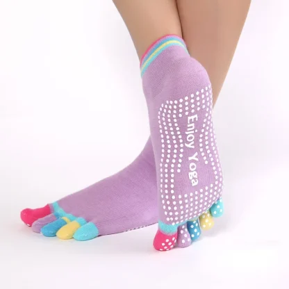 Colorful Trim Toe Socks with Anti-slip - Image 3