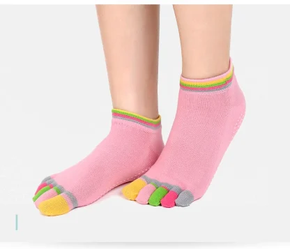 Colorful Trim Toe Socks with Anti-slip - Image 2