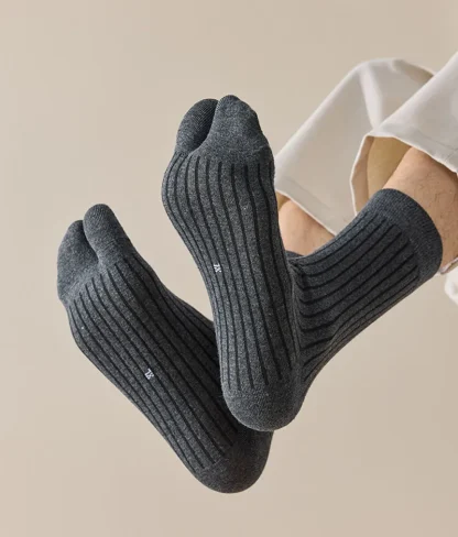 Casual Solid Color Socks with Split Design - Image 6
