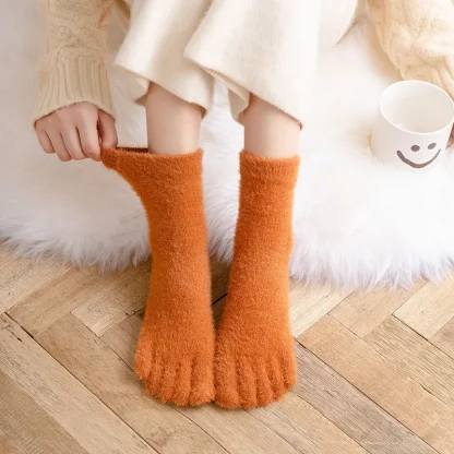 Warm Fluffy Five Finger Socks with Thick Fleece
