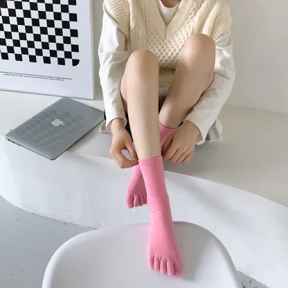 Plain Color Toe Socks with Sweat-absorbing - Image 6