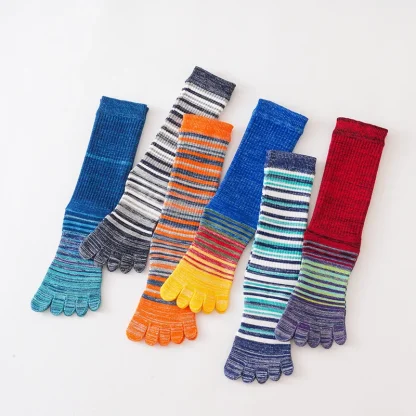 Long Plus Size Socks with Colorful Stripes - Image 5