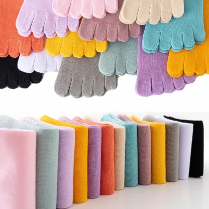 Moisture-wicking Solid Color Toe Socks - Image 14