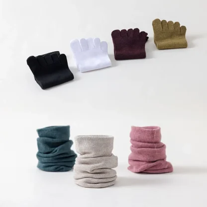 Plain Color Crew Socks with 5 Fingers Design - Image 5