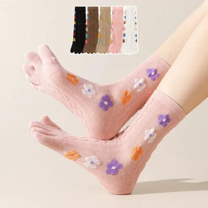 Women's Fingersocks with Floral Design - Image 4