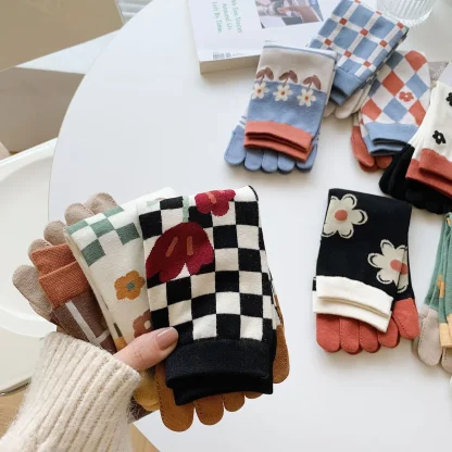 Crew Length Fingersocks with Colorful Prints - Image 13