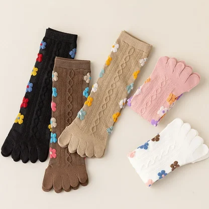 Women's Fingersocks with Floral Design - Image 12