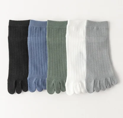 5 Pairs Solid Color Toe Socks - Image 13