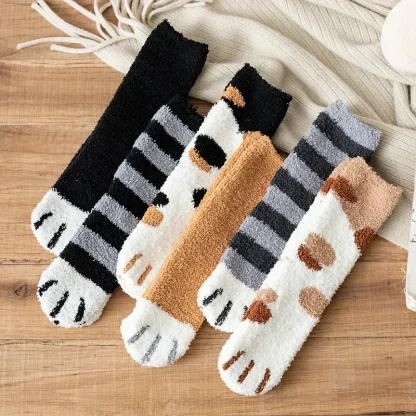 Cute Thermal Socks with Cat Paw Print - Image 8