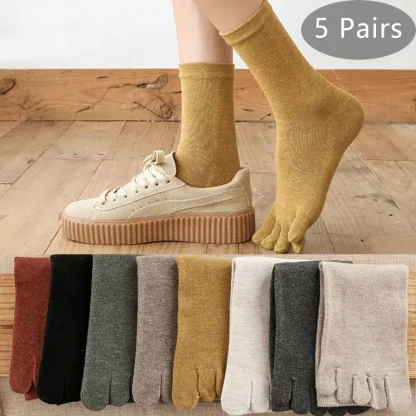 Solid Color Toe Socks with Comfortable Fit - Image 6