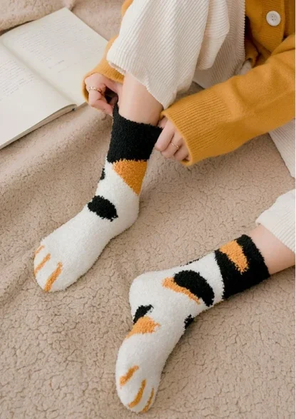Cute Thermal Socks with Cat Paw Print - Image 4