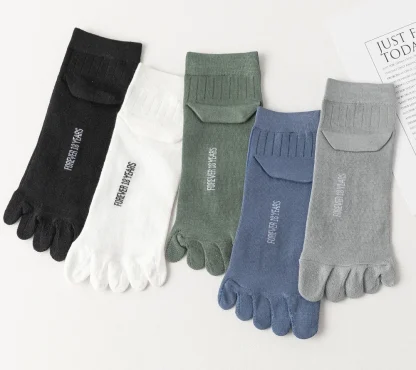 5 Pairs Solid Color Toe Socks - Image 14