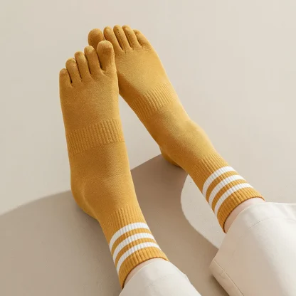 Striped Trim Crew Comfy Toe Socks - Image 2