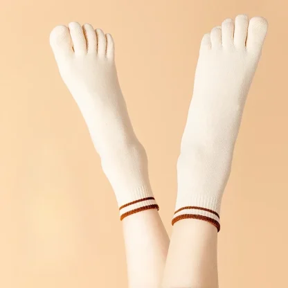 Striped Print Trim Breathable Socks - Image 2
