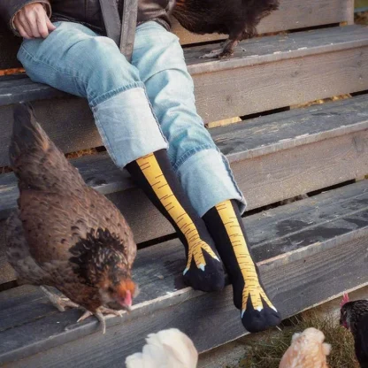 Funny Socks with Chicken Feet Print - Image 2