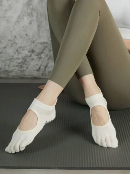 Five Toed Yoga Socks with Cutout Design - Image 2