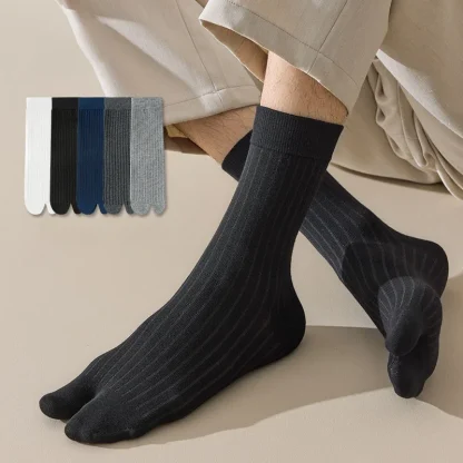 Casual Solid Color Socks with Split Design - Image 10
