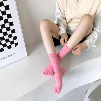 Plain Color Toe Socks with Sweat-absorbing - Image 2