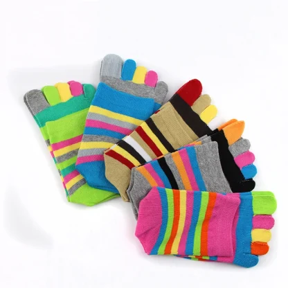 Snug Toe Socks with Colorful Stripes - Image 2