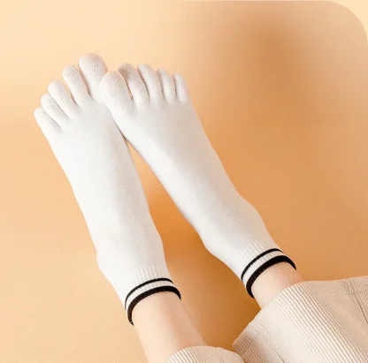 Striped Print Trim Breathable Socks - Image 6