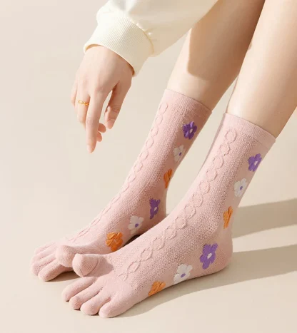Women's Fingersocks with Floral Design - Image 5