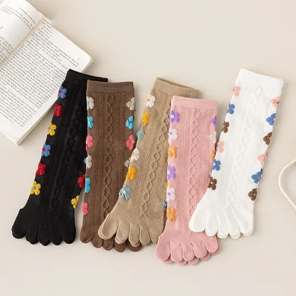 Women's Fingersocks with Floral Design - Image 11