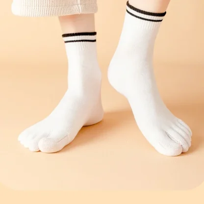 Striped Print Trim Breathable Socks - Image 5