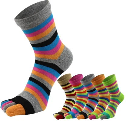 Snug Toe Socks with Colorful Stripes - Image 3